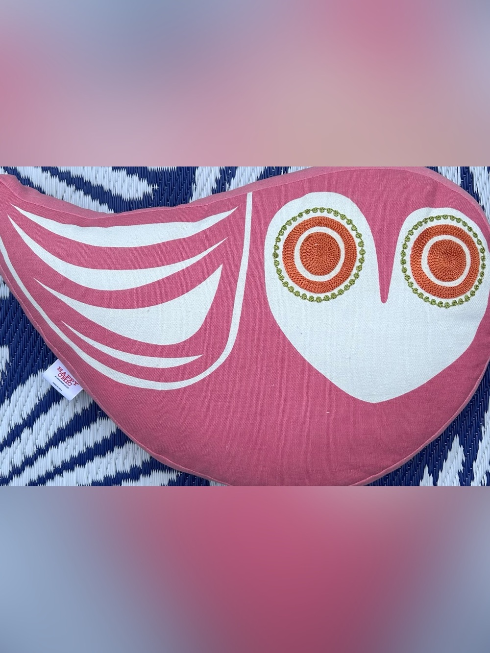 Happy Chic Pink & White Decorative Owl Pillow by Jonathon Adler
